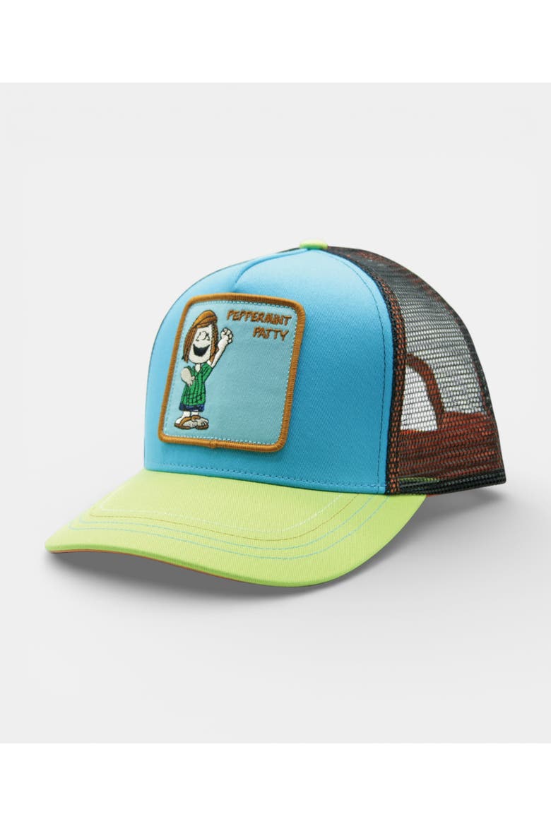 Peppermint Patty Cap Trucker Cap, Main, color, BLUE