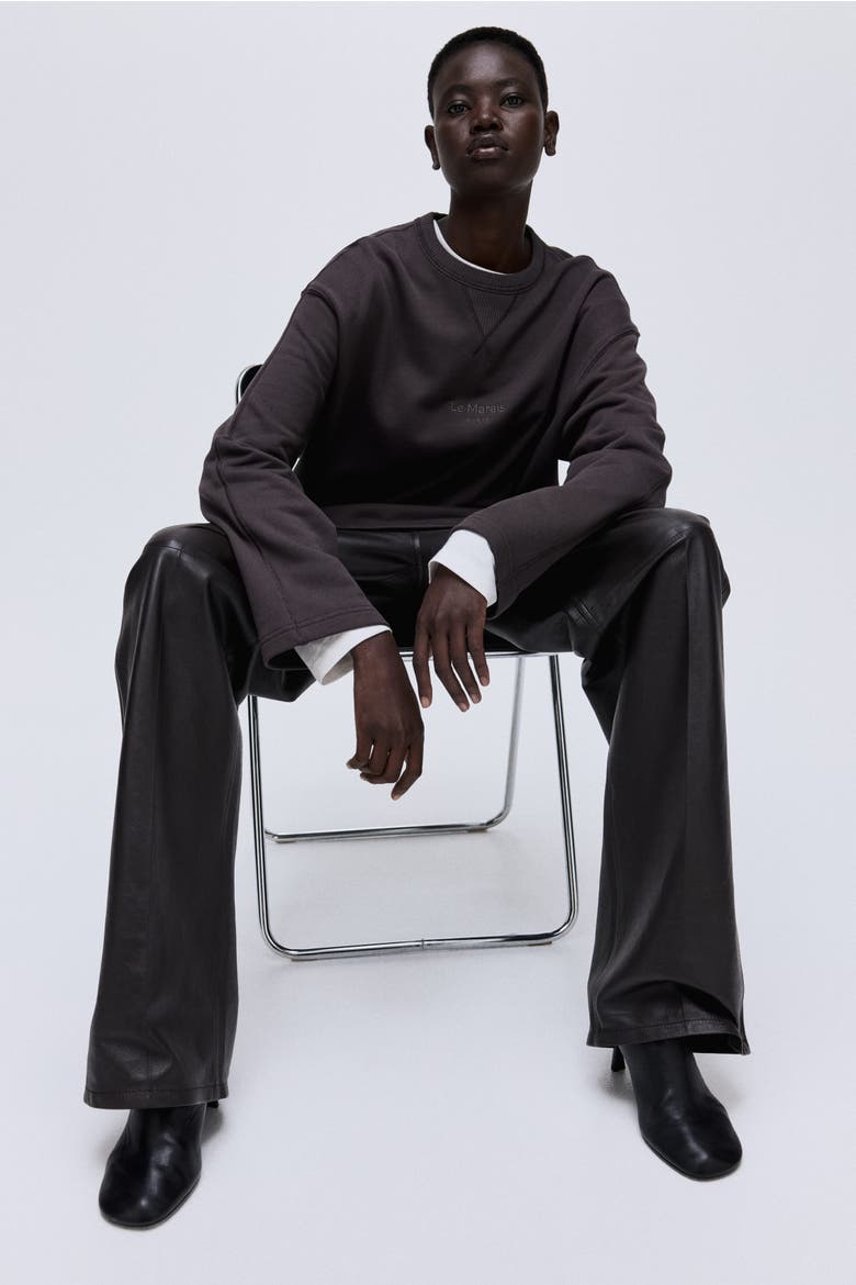 Text-motif Sweatshirt, Alternate, color, Dark gray/Le Marais