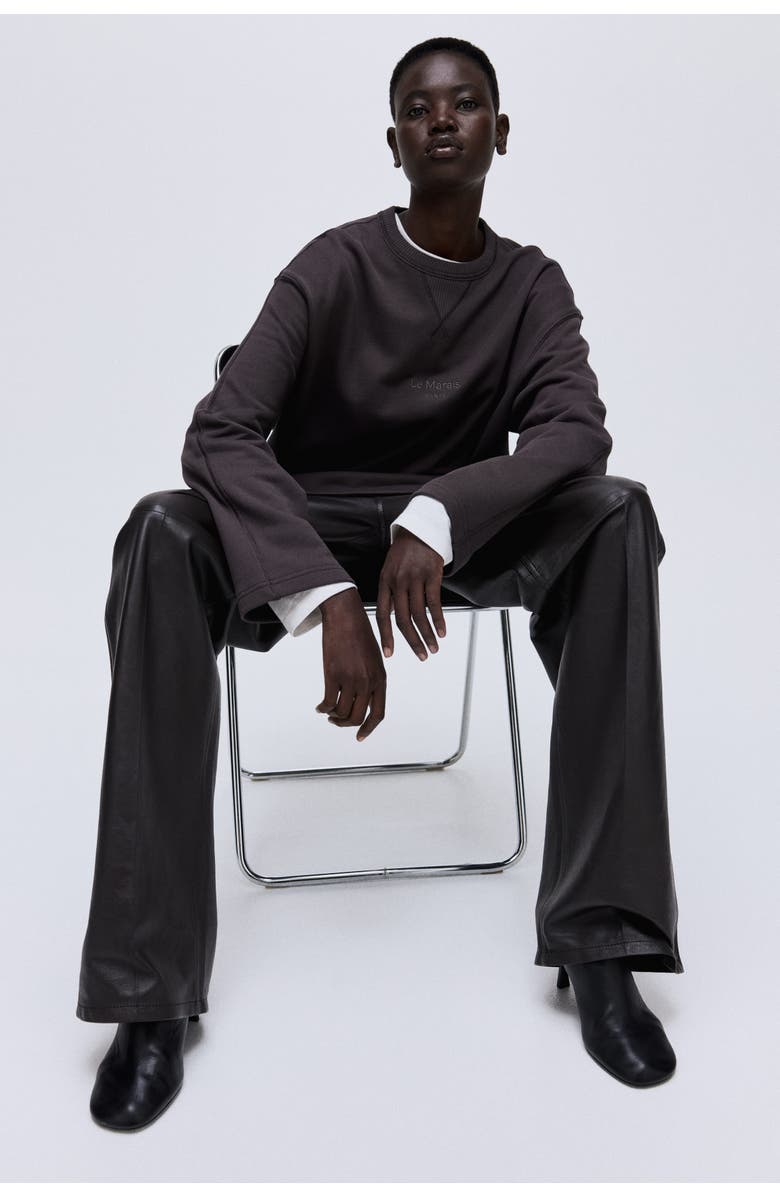 H&M Text-motif Sweatshirt, Alternate, color, Dark Gray/Le Marais