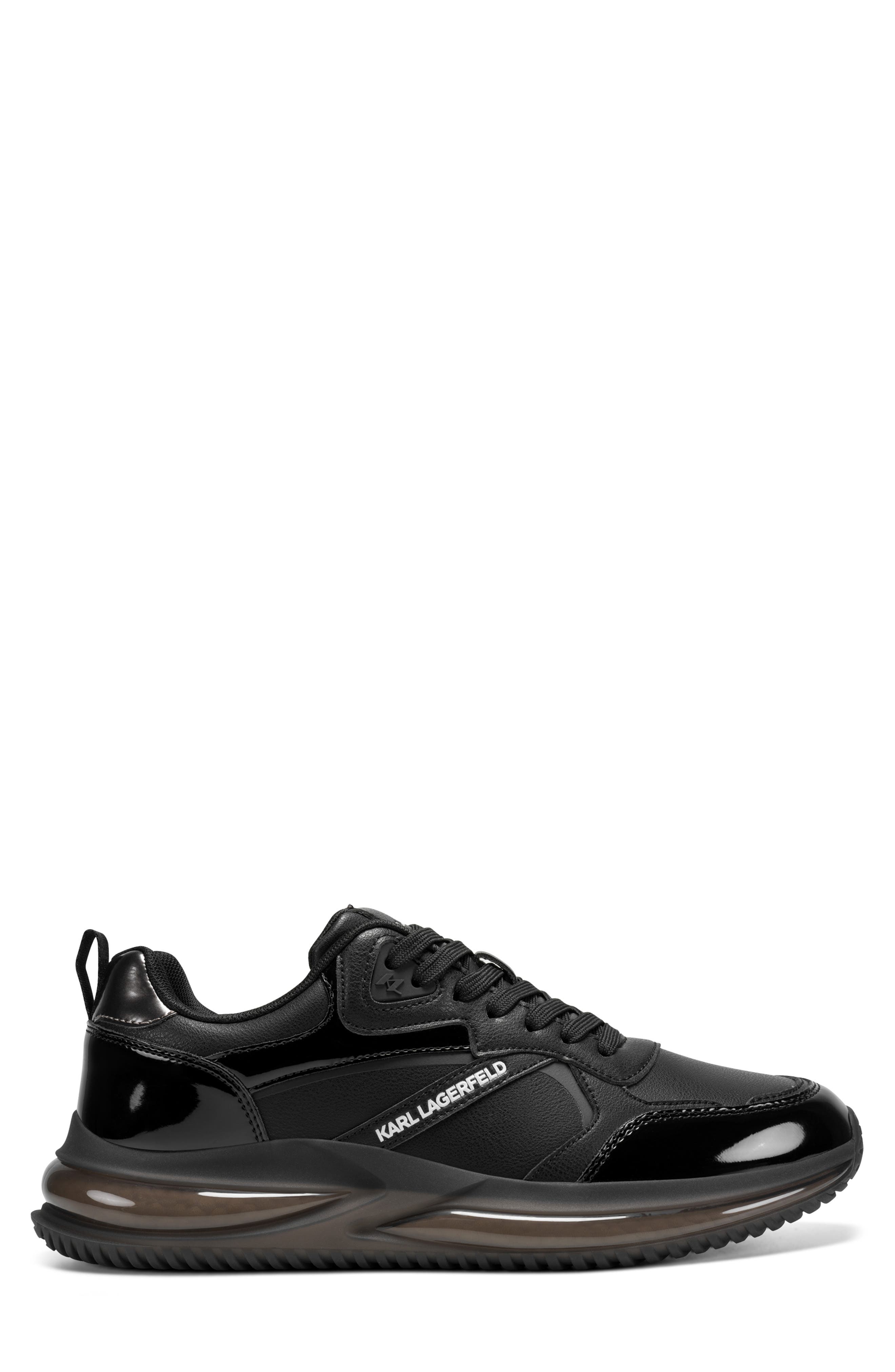 KARL LAGERFELD PARIS Nino Mixed Media Sneaker, Alternate, color, Black
