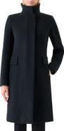 Akris punto Stand Collar Wool Blend Fleece Coat