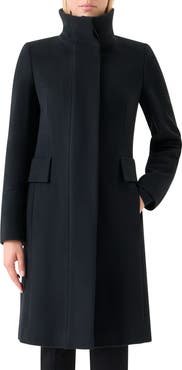 Akris punto Stand Collar Wool Blend Fleece Coat