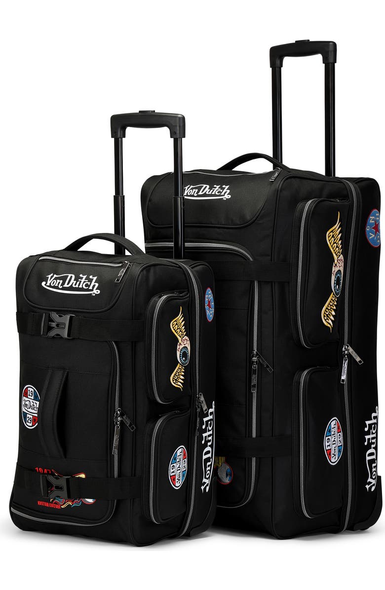 Von Dutch Signature Patch Rolling Duffel 2-Piece Set, Main, color, Black