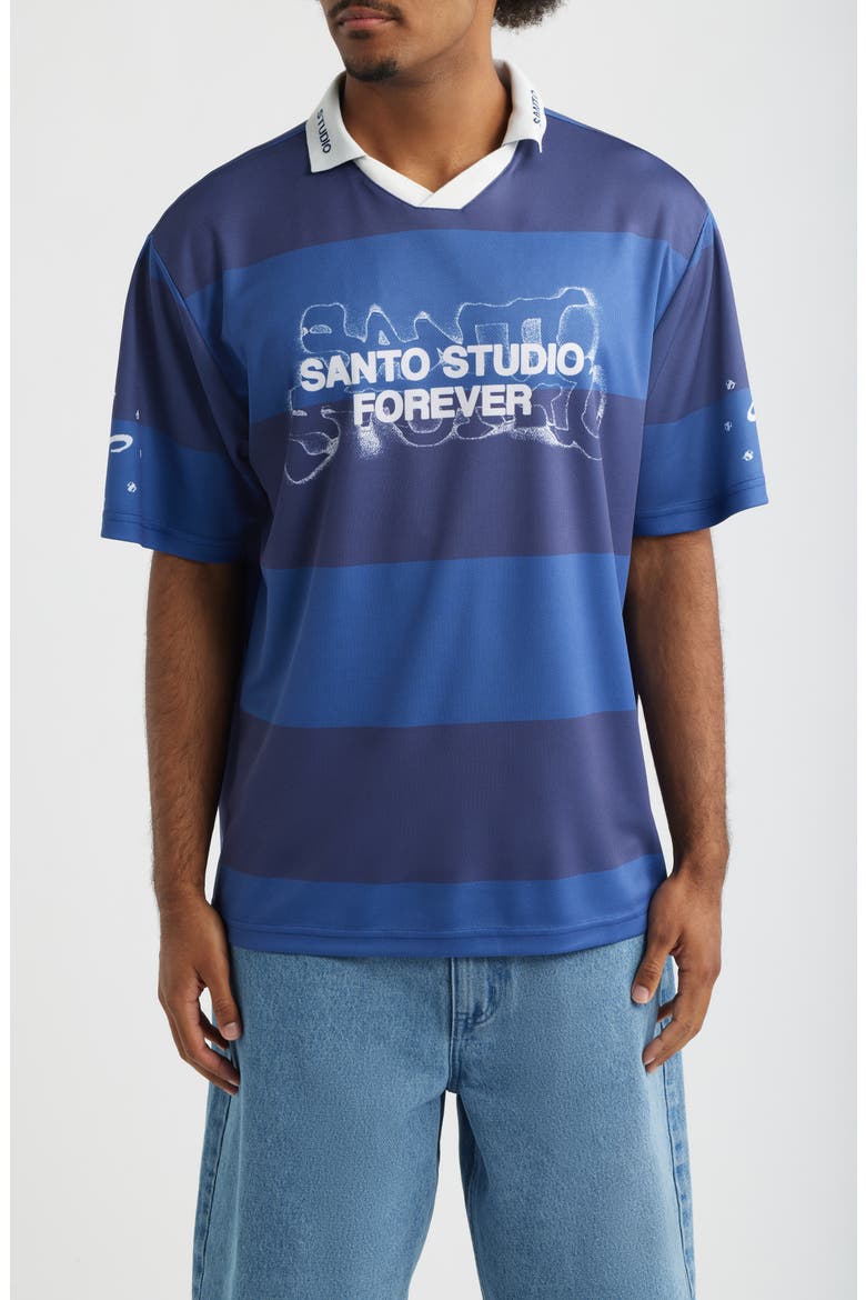Forever Santo Johnny Collar Short Sleeve Club Jersey, Main, color, NAVY