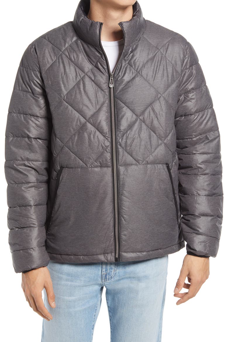 Water Resistant Quilted Puffer Jacket, Alternate, color, CHARCOAL MELANGE