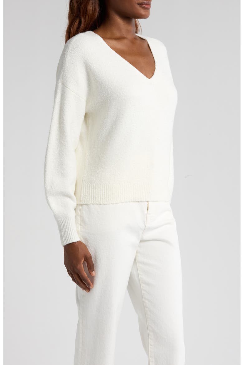 V-Neck Wedge Sweater, Alternate, color, WINTER WHITE