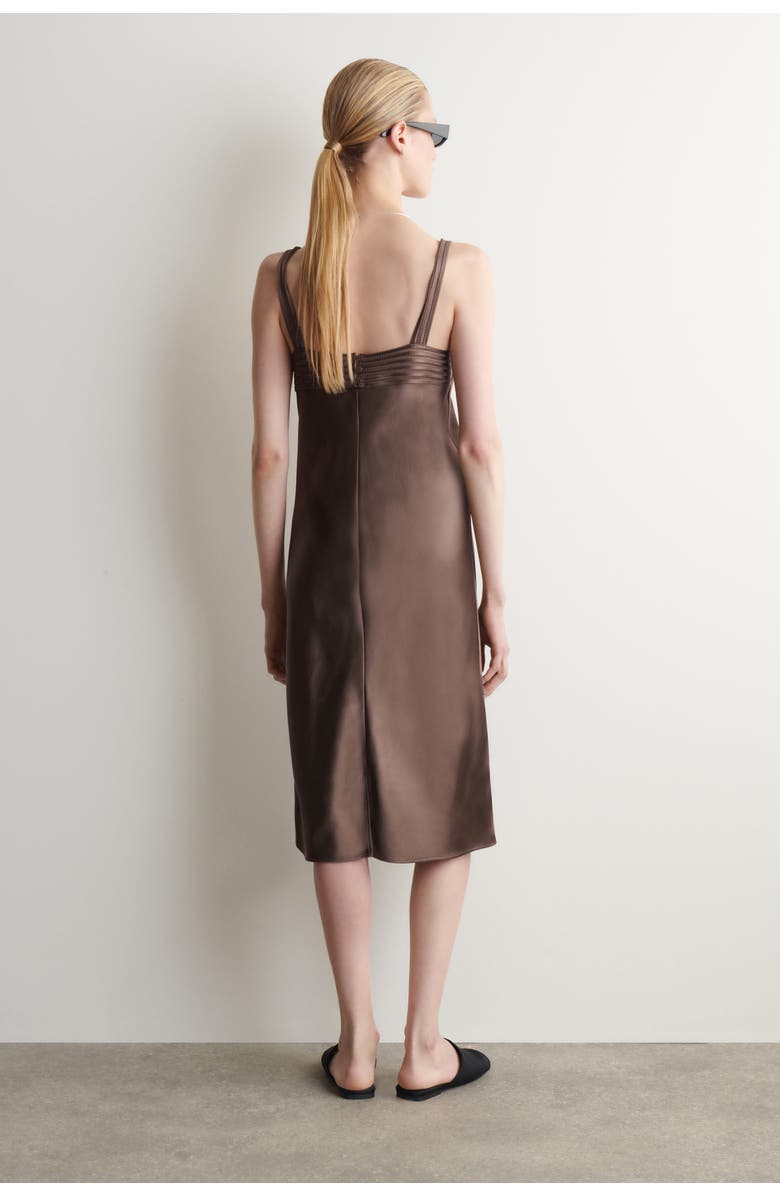 COS Open-stitch Satin Slip Dress, Alternate, color, Brown