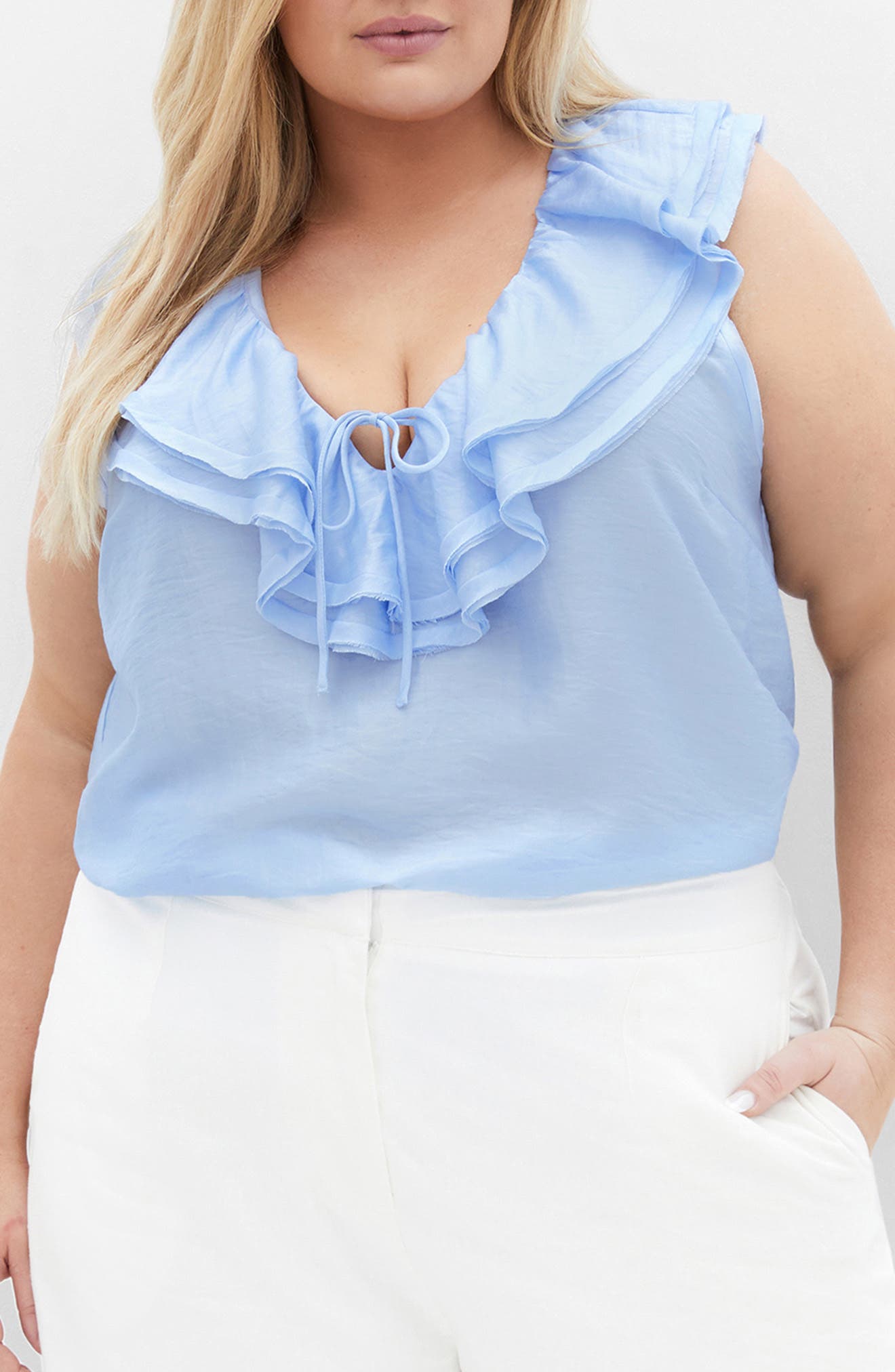 Athena Ruffle Sleeveless Top