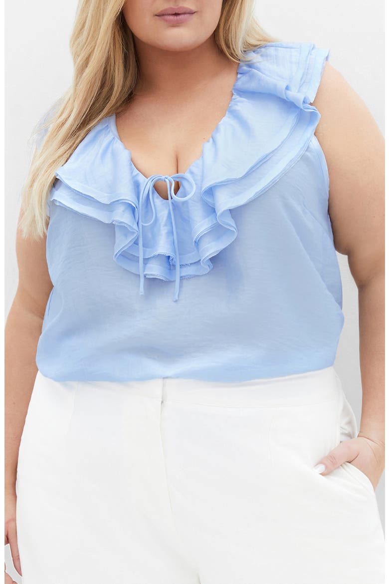 Athena Ruffle Sleeveless Top, Main, color, SKY BLUE