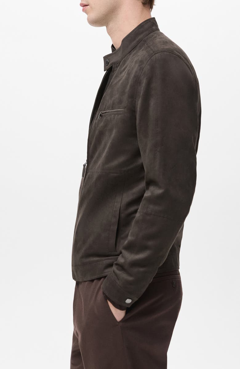 MANGO Faux Suede Biker Jacket, Alternate, color, Brown