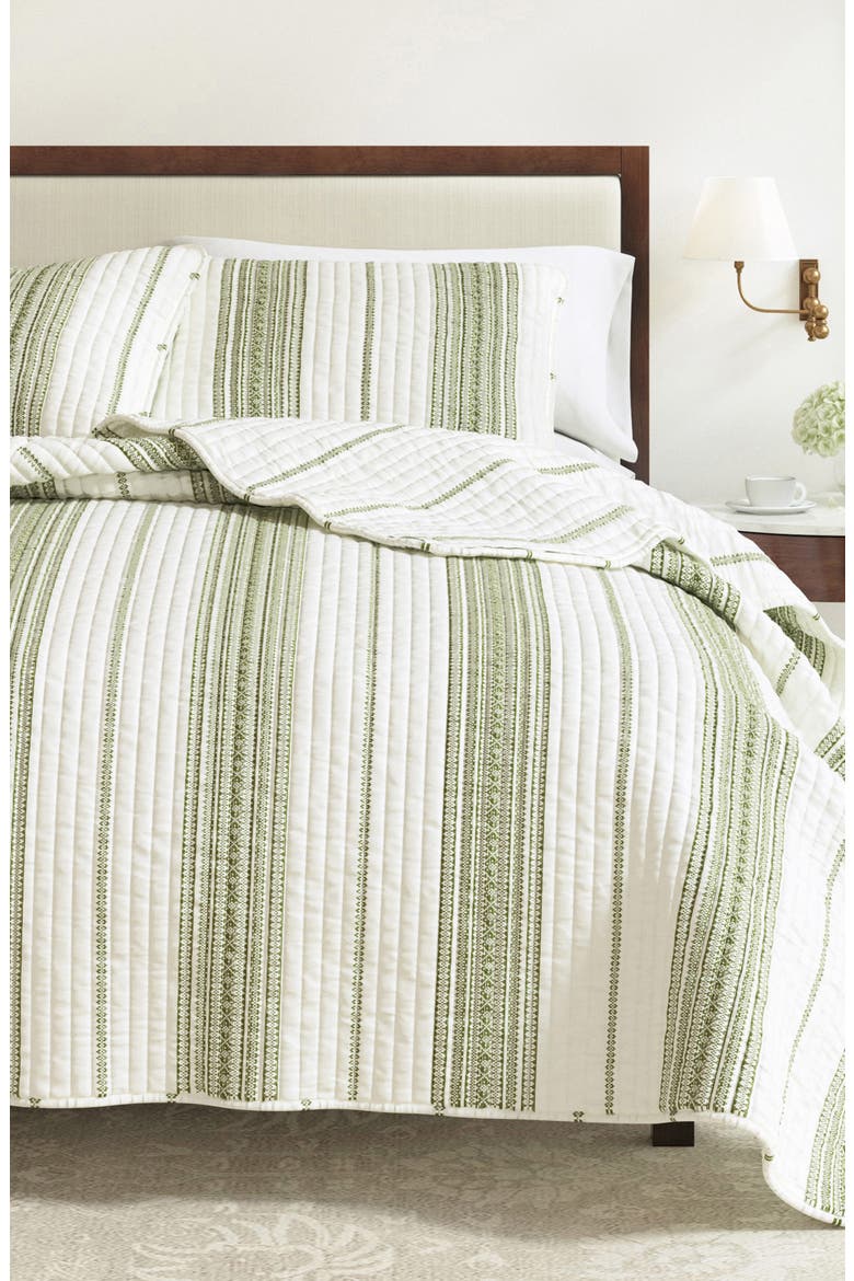 Farmhouse Stripe Quilt Set, Alternate, color, WHITE / GREEN