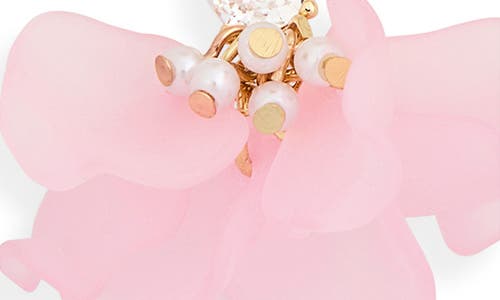 Tasha Set Of 2 Crystal & Faux Pearl Shakey Petal Drop Earrings In Pink/ivory