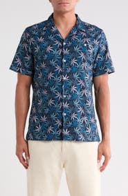 Stone Rose Leaf Print Resort Collar Shirt