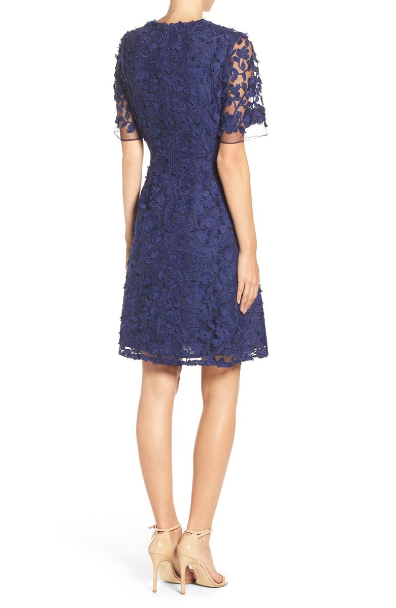 Adrianna Papell Lace Mesh Fit & Flare Dress, Alternate, color, 