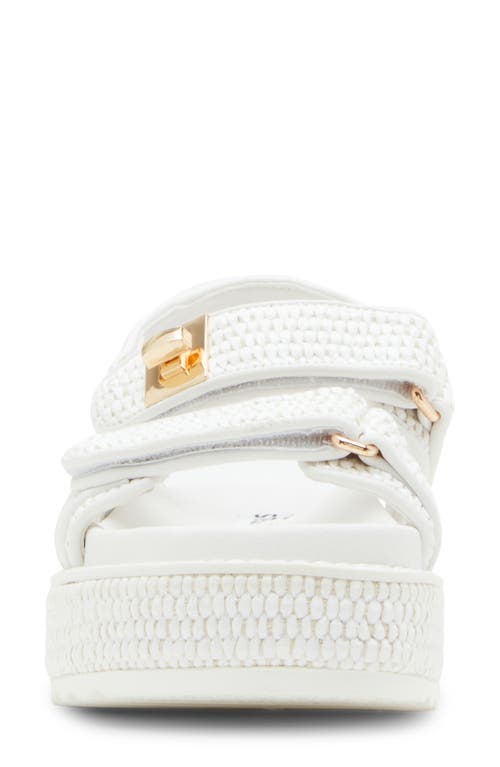 Steve Madden Bigmona Raffia Slingback Platform Sandal In White