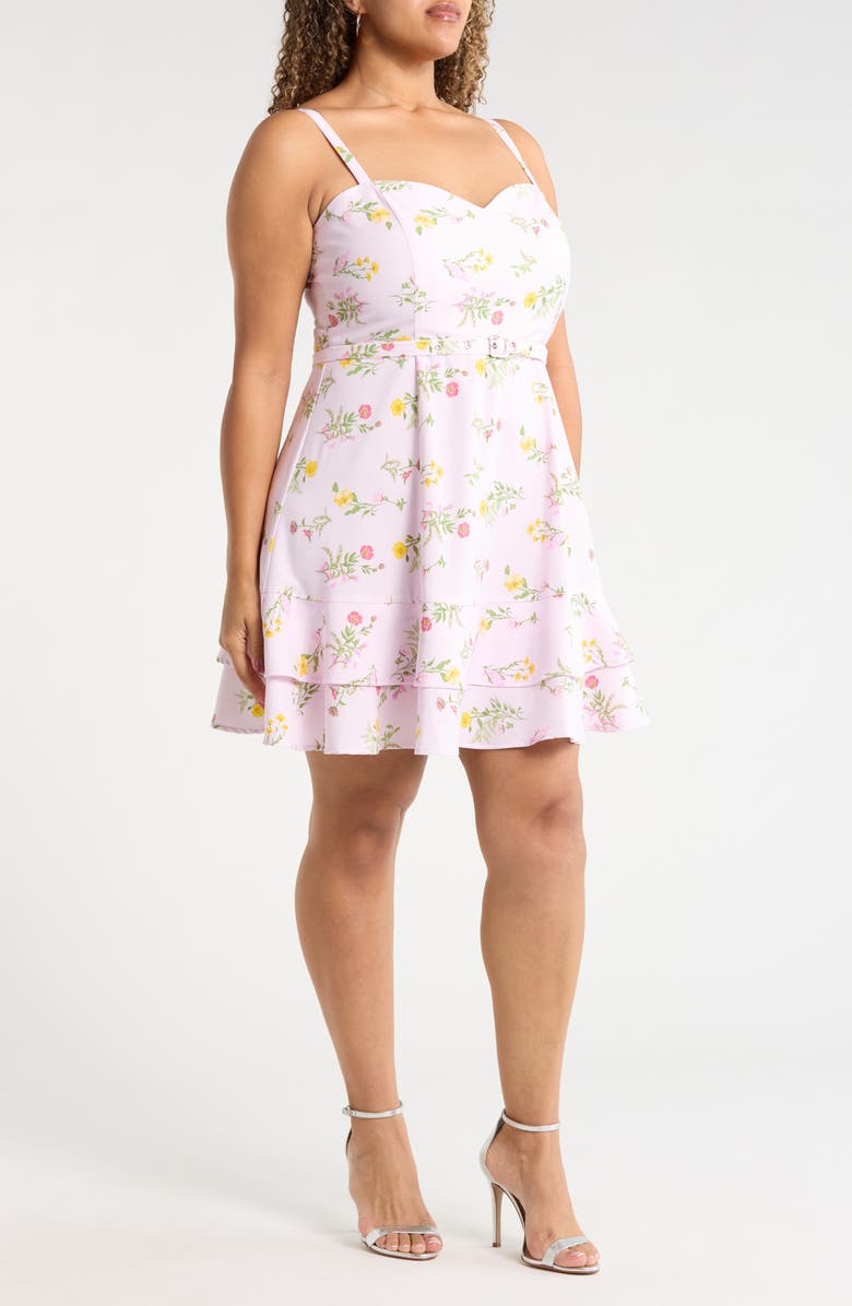 SUGARLIPS Margote Floral Mel Ruffle Minidress, Alternate, color, Blush-Pink