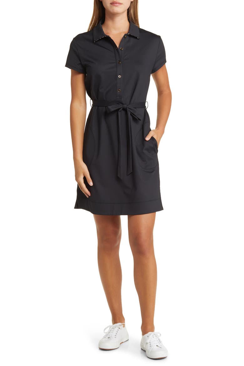 Aubrey Lovely Leo IslandZone® Belted Shirtdress, Main, color, BLACK