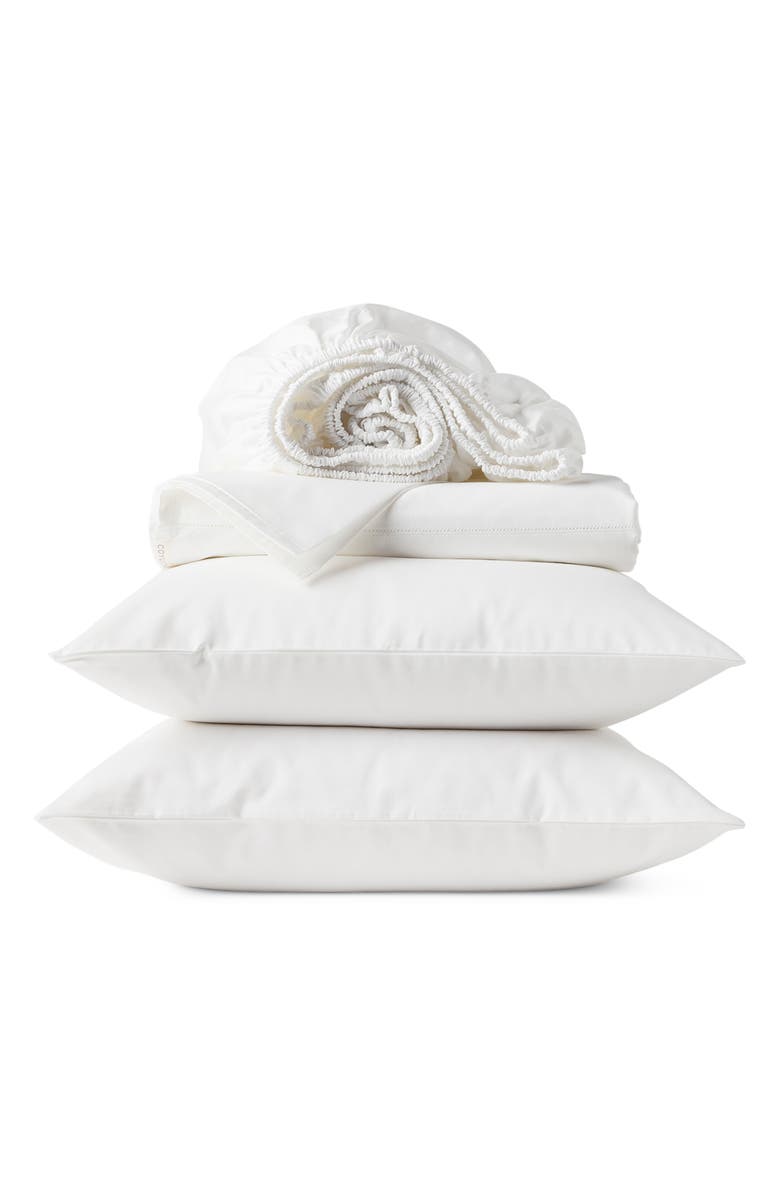 Coyuchi Heirloom Organic Cotton Sateen Sheet Set, Main, color, Alpine White