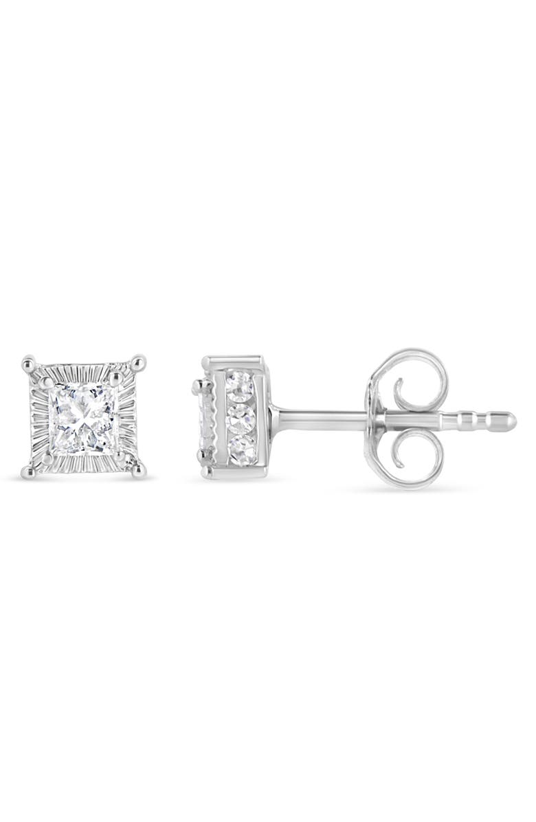 Haus of Brilliance Silver 1/2 Ct Princess Stud Earring, Alternate, color, White