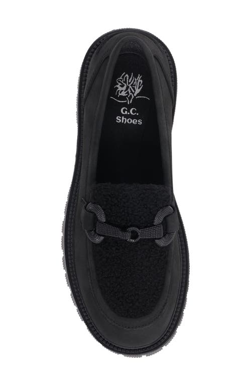 Good Choice New York Vince Faux Shearling Lug Sole Platform Loafer In Black