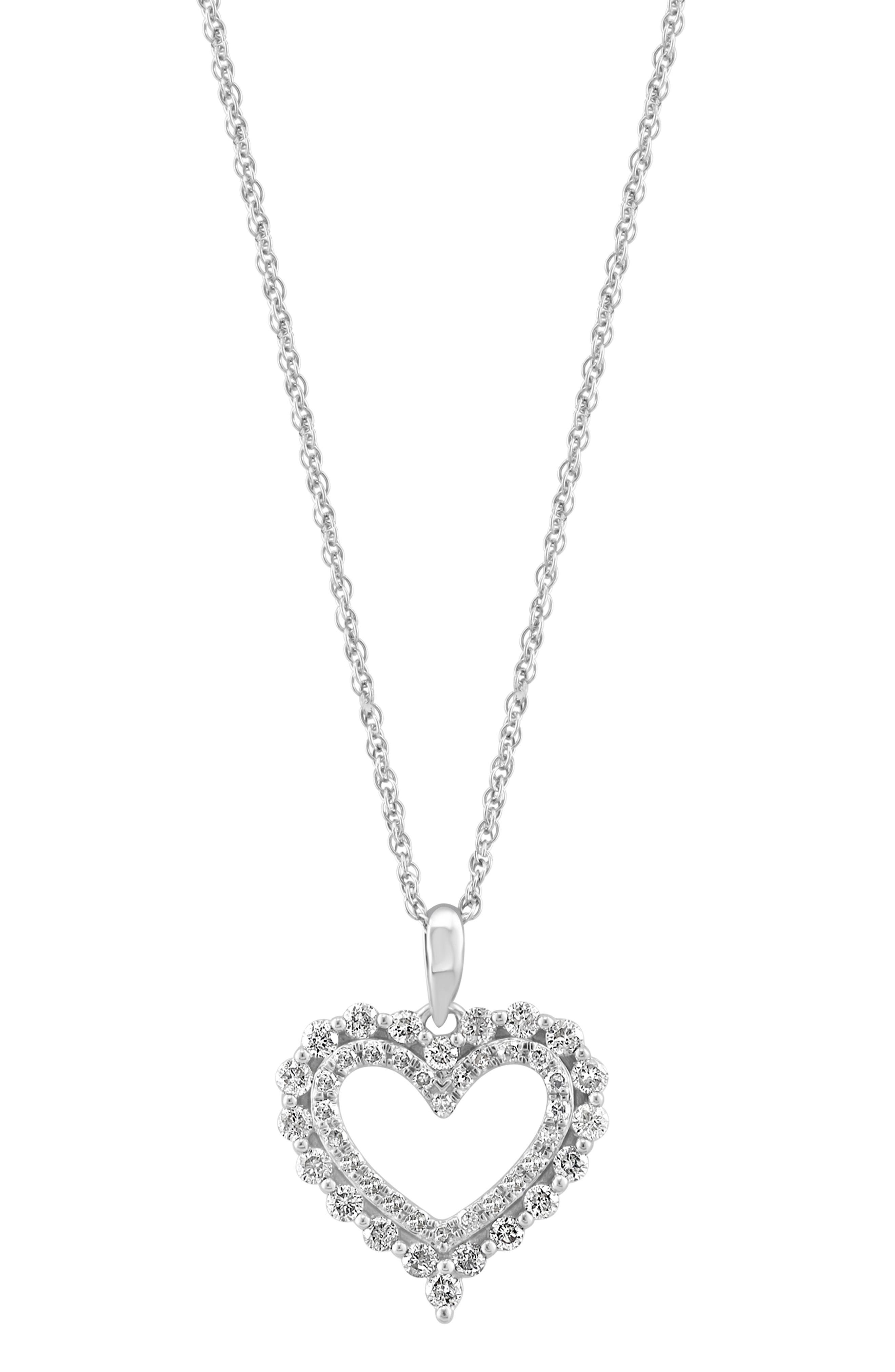 Sterling Silver Diamond Heart Pendant Necklace
