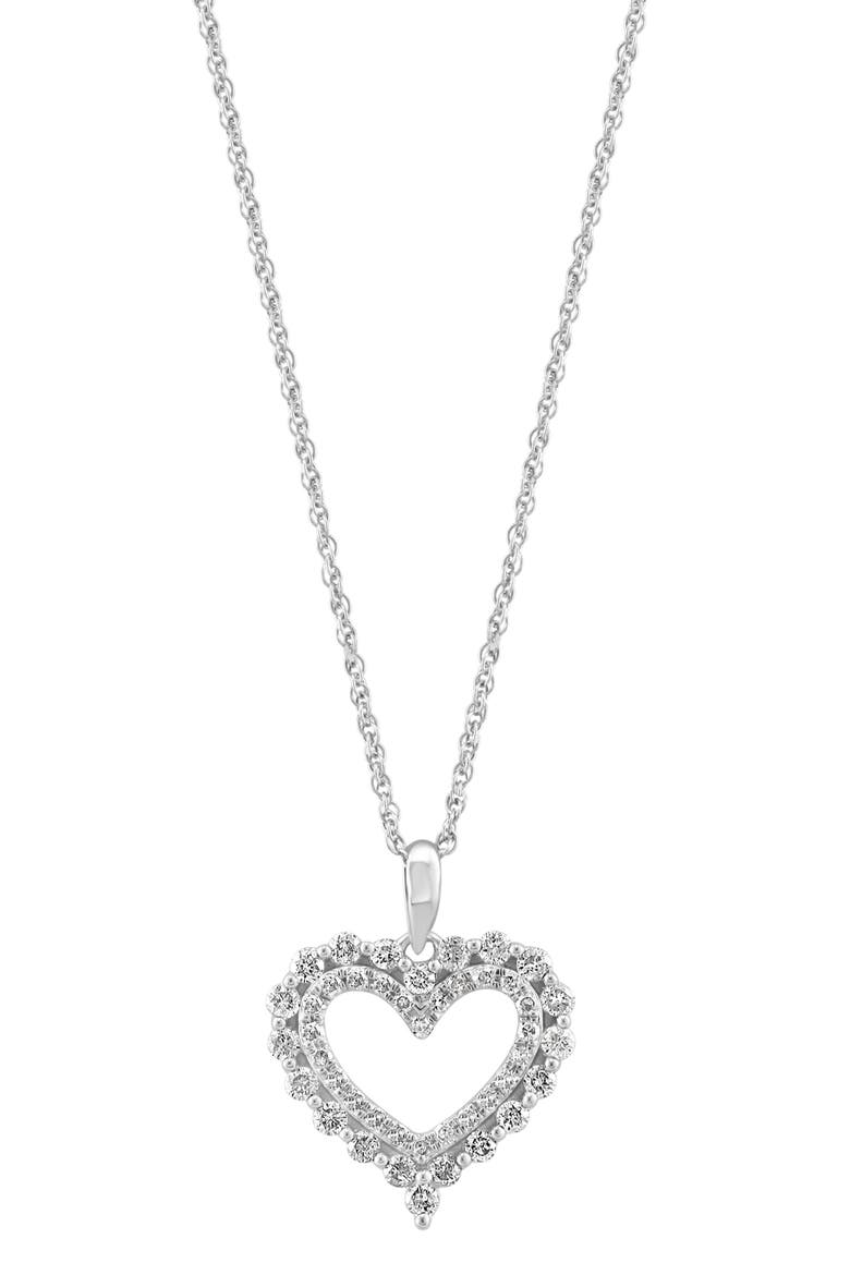 Sterling Silver Diamond Heart Pendant Necklace, Main, color, SILVER