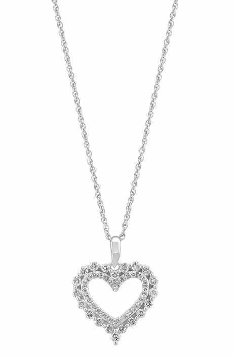 Sterling Silver Diamond Heart Pendant Necklace