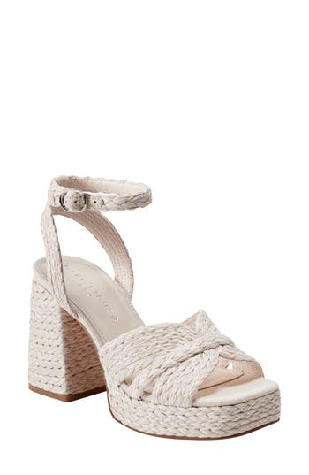 Marc Fisher Ltd Janie Raffia Ankle Strap Platform Sandal In Light Natural