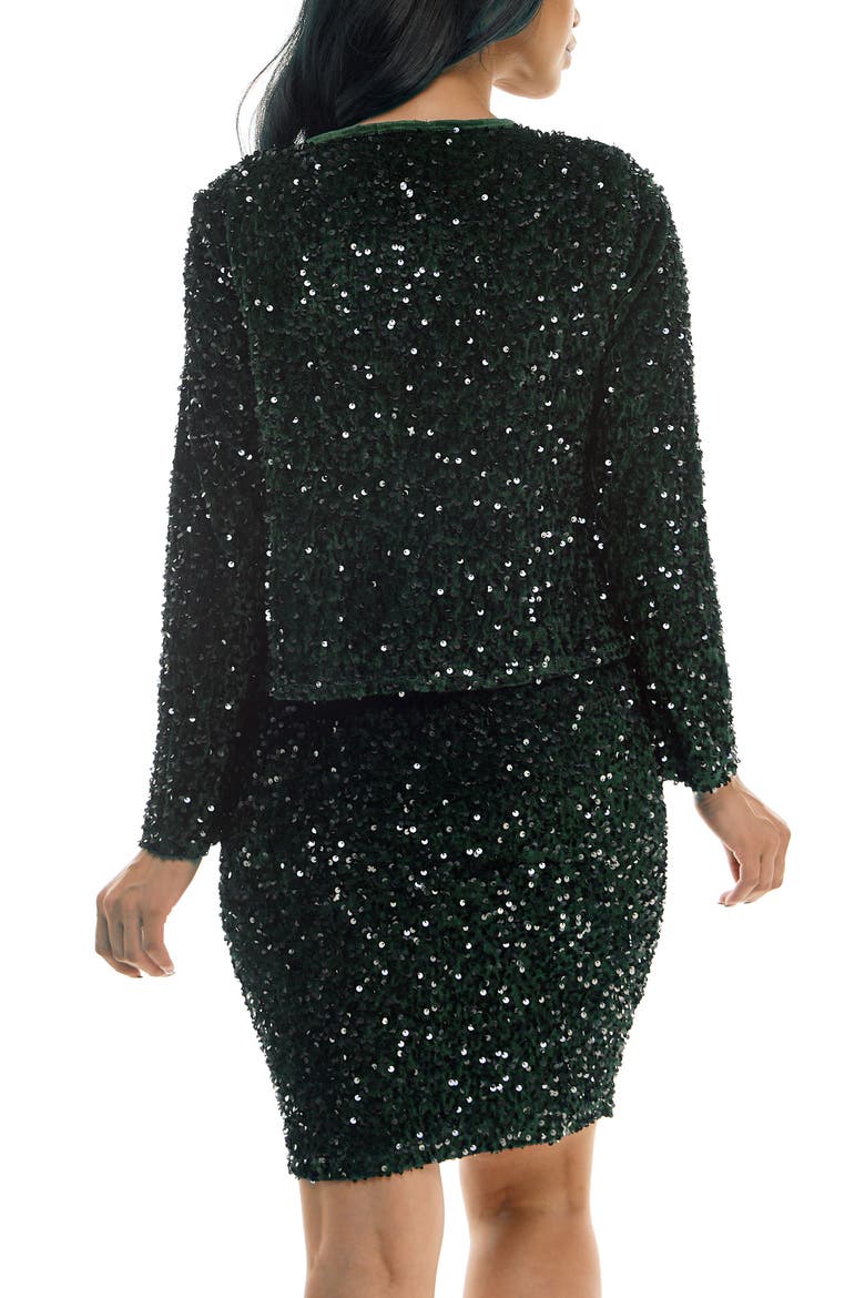 Sequin Embellished Cocktail Dress with Jacket, Alternate, color, SPRUCE