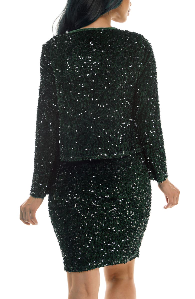 Nina Leonard Sequin Embellished Cocktail Dress with Jacket, Alternate, color, Spruce
