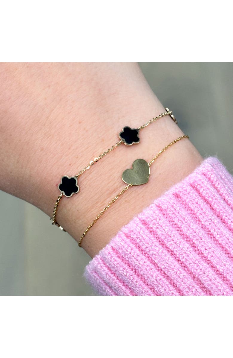 The Lovery Fine Jewelry Onyx Flower Bracelet, Alternate, color, Onyx