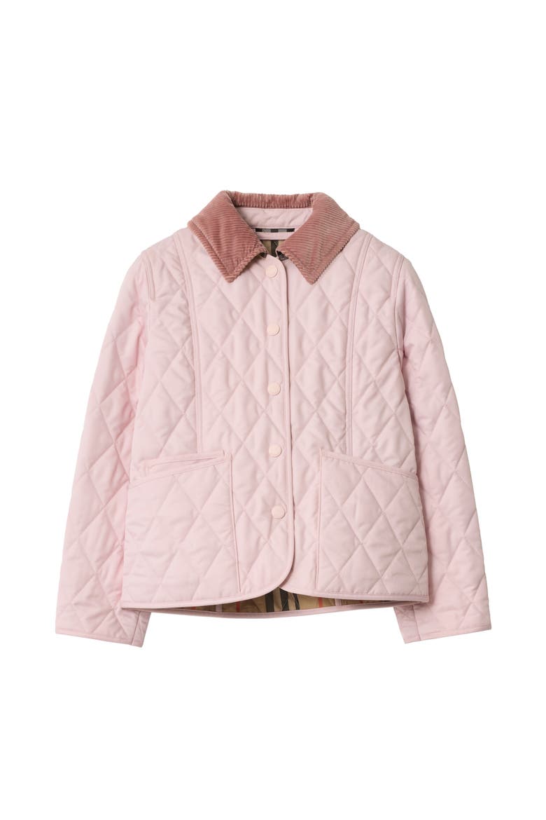 Girls' Quilted Barn Jacket, Main, color, Light pink