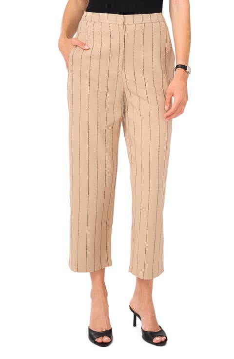 Stripe Linen & Cotton Crop Pants