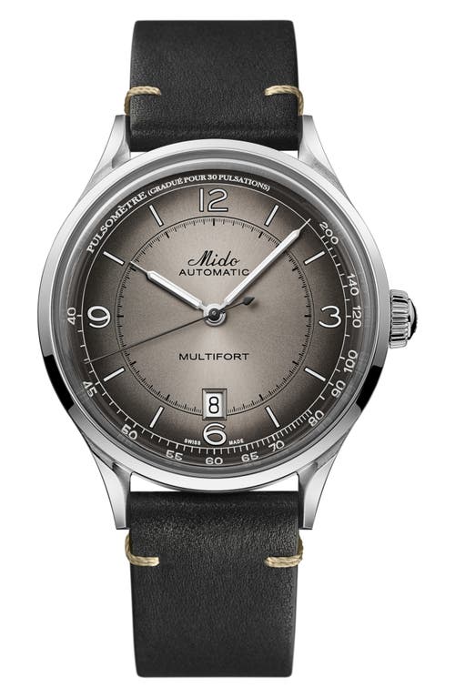 Mido Multifort Pulsemeter Automatic Leather Strap Watch, 40mm