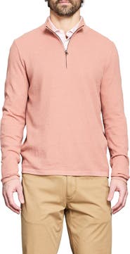 Billy Reid Fine Guage Texture Cotton Blend Quarter Zip Sweater