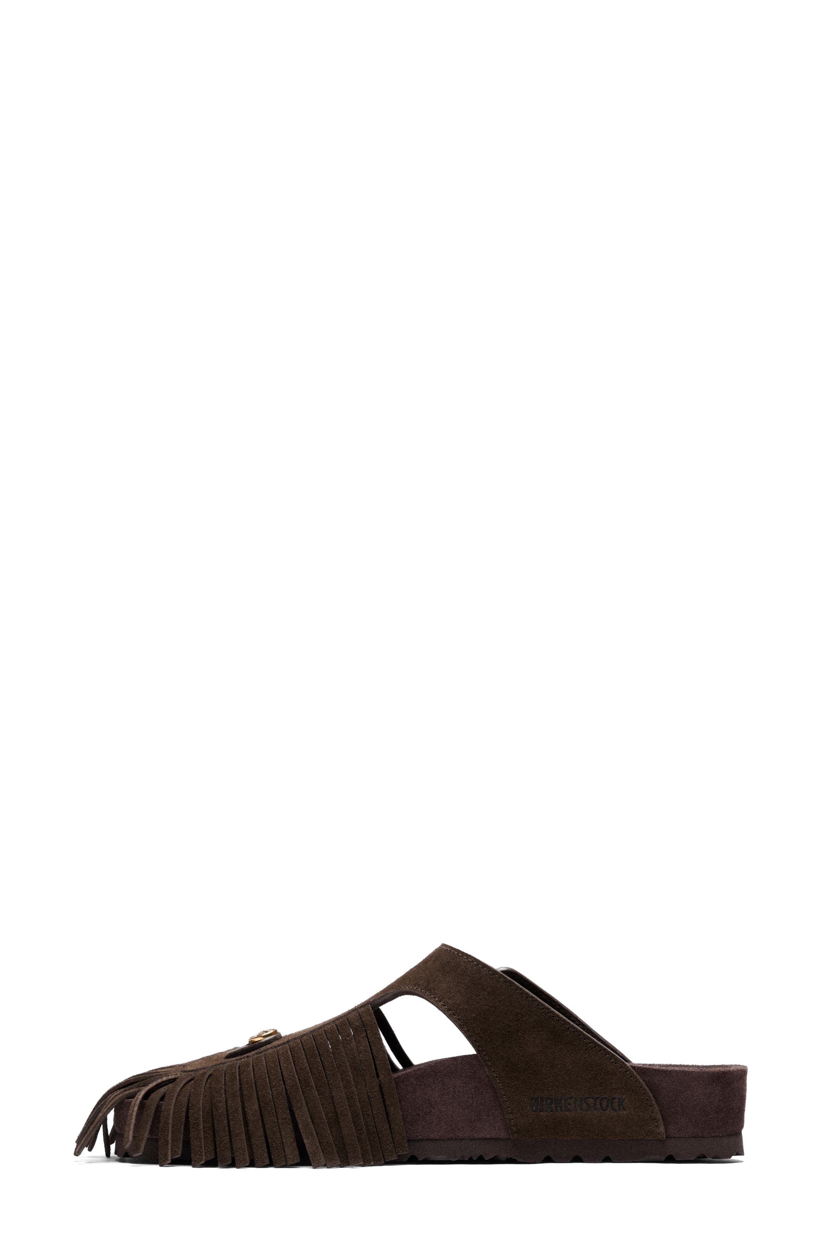x Birkenstock Gizeh Fringe Sandal, Alternate, color, M1512 DARK BROWN