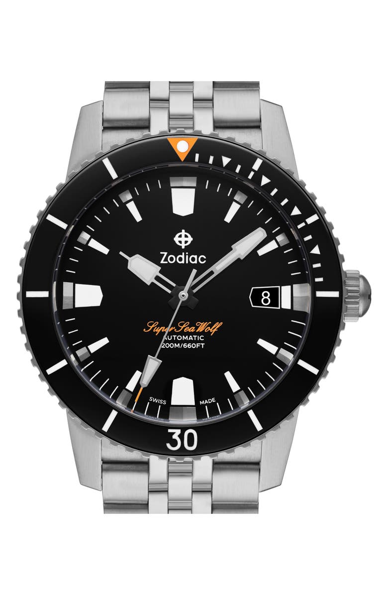 Zodiac Compression Diver Automatic Stainless Steel Watch, 40mm, Alternate, color,