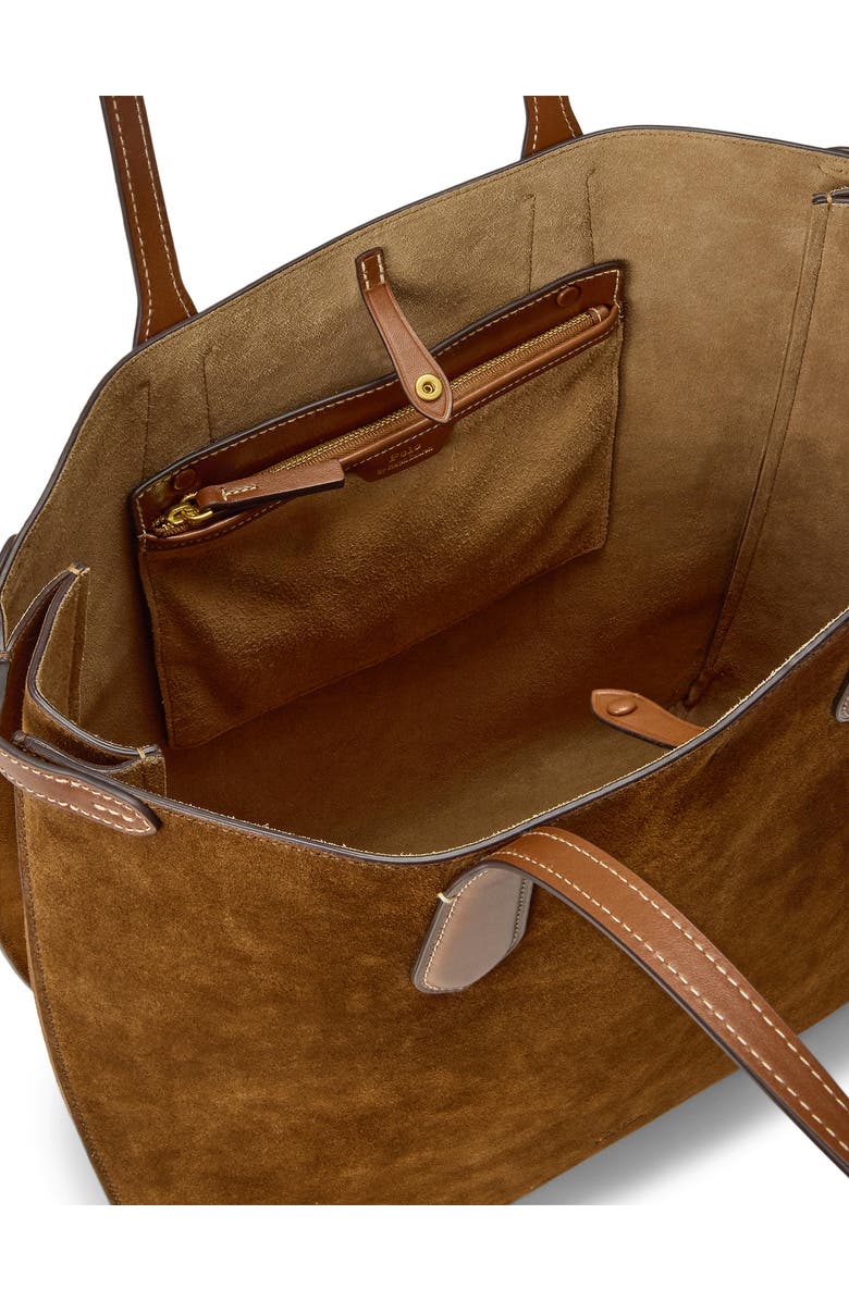 Polo Ralph Lauren Bellport Suede Tote Bag, Alternate, color, Cuoio