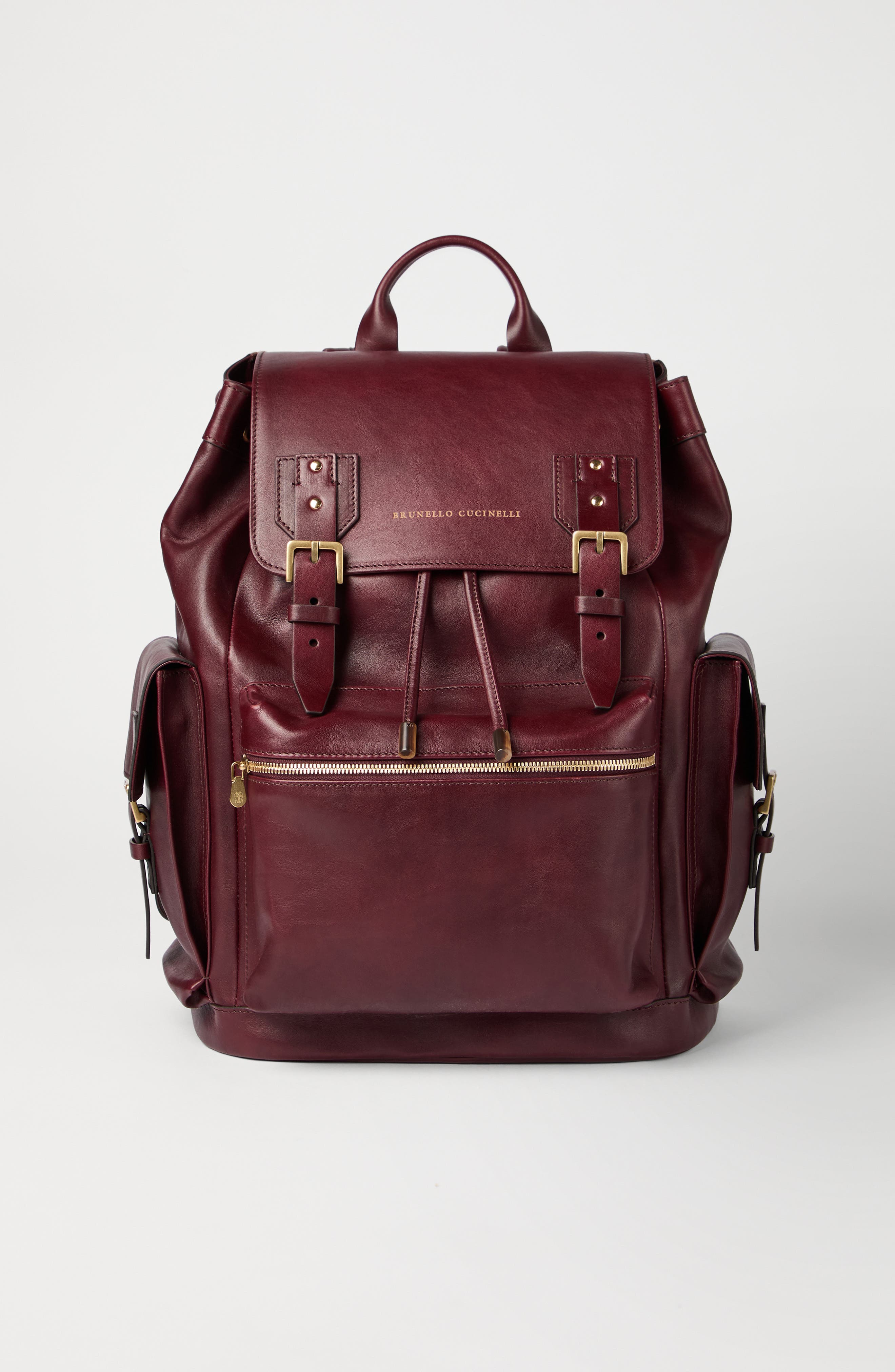 Brunello Cucinelli Calfskin backpack, Alternate, color, Burgundy