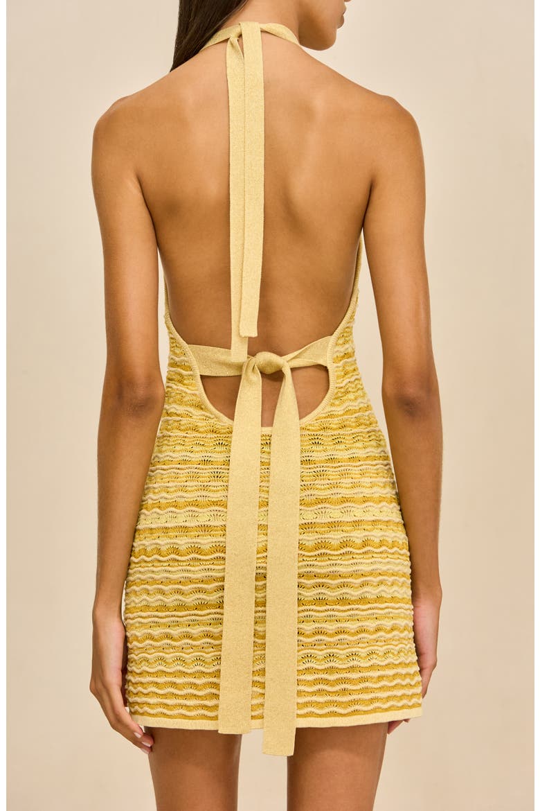Erina Knit Halter Body-Con Minidress, Alternate, color, MARIGOLD