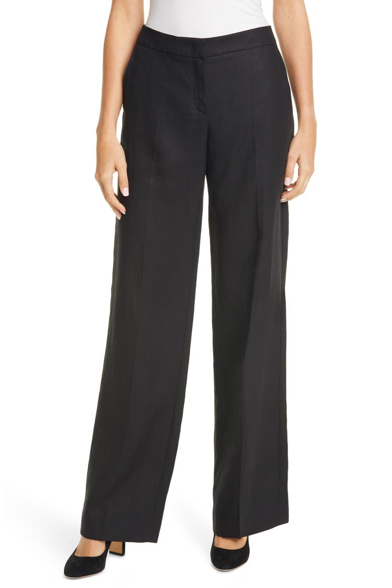 Canneti Linen Trousers, Main, color, BLACK