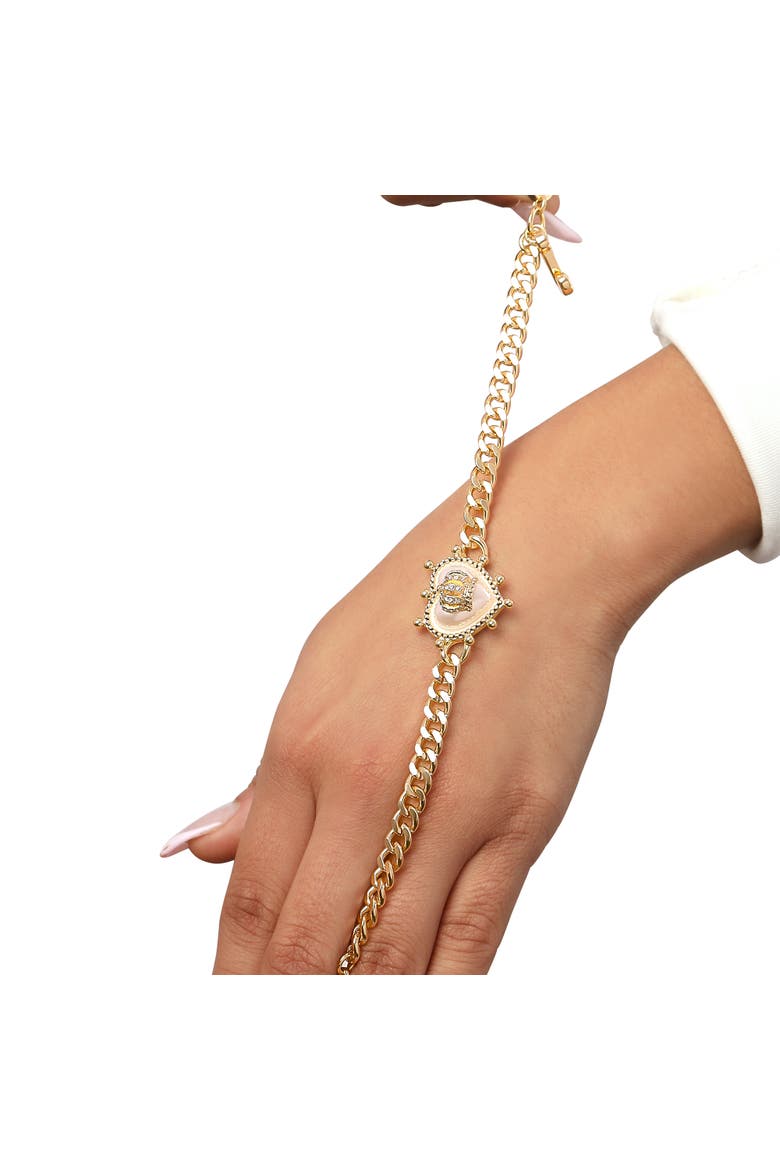 Gold-Tone Chain Bracelet with Crown Heart Charm, Alternate, color, Gold