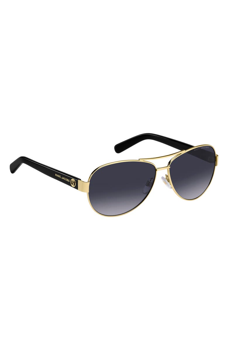 Marc Jacobs 60mm Aviator Sunglasses, Alternate, color, Gold Black/ Grey Shaded