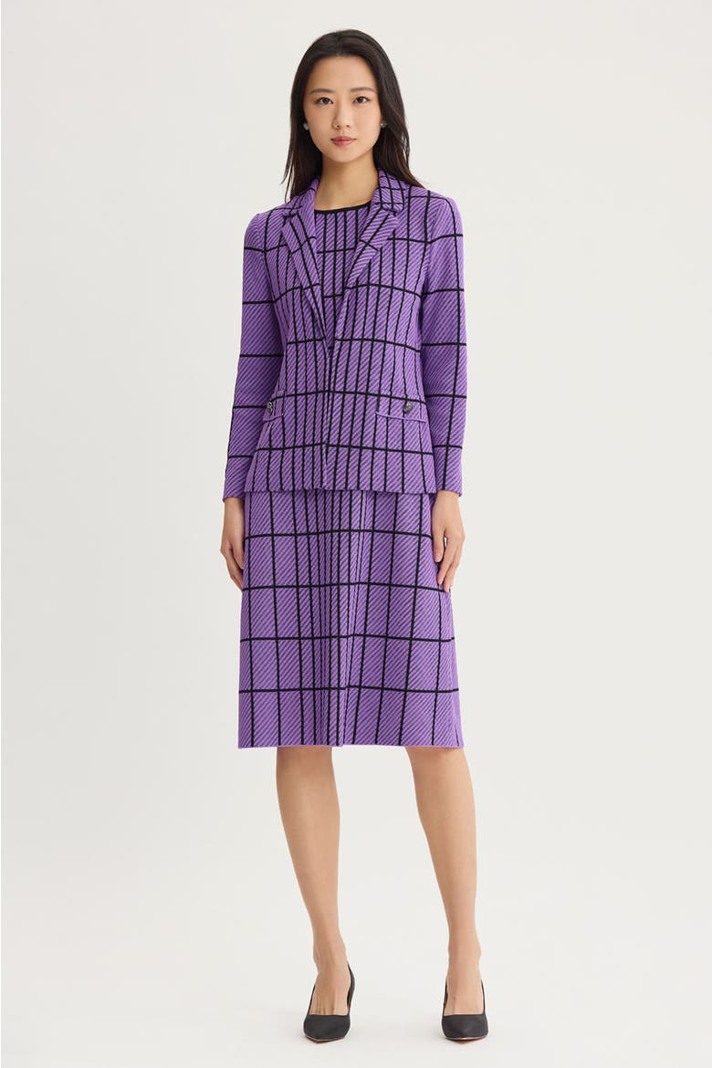 Grid Knit Jacket, Alternate, color, Sunset Purple/Black