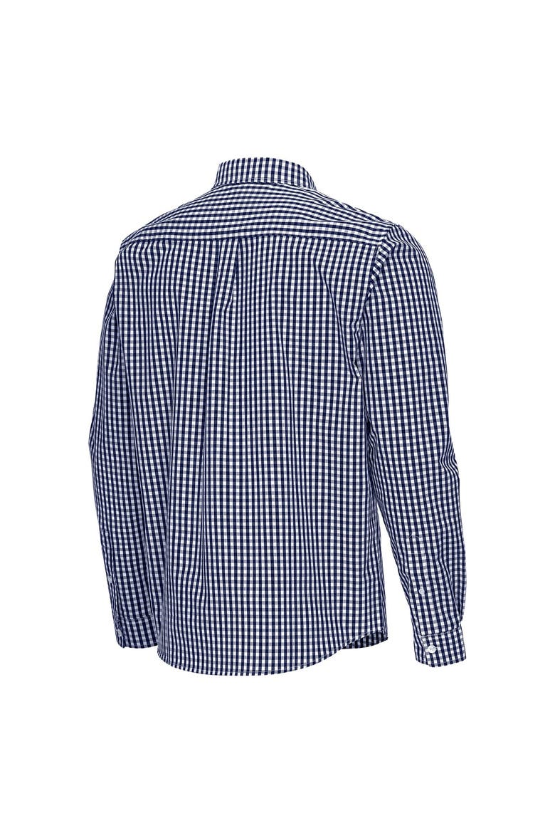 Men's Antigua Navy New York Yankees Ellis Woven Tri-Blend Button-Down Shirt, Alternate, color, Navy