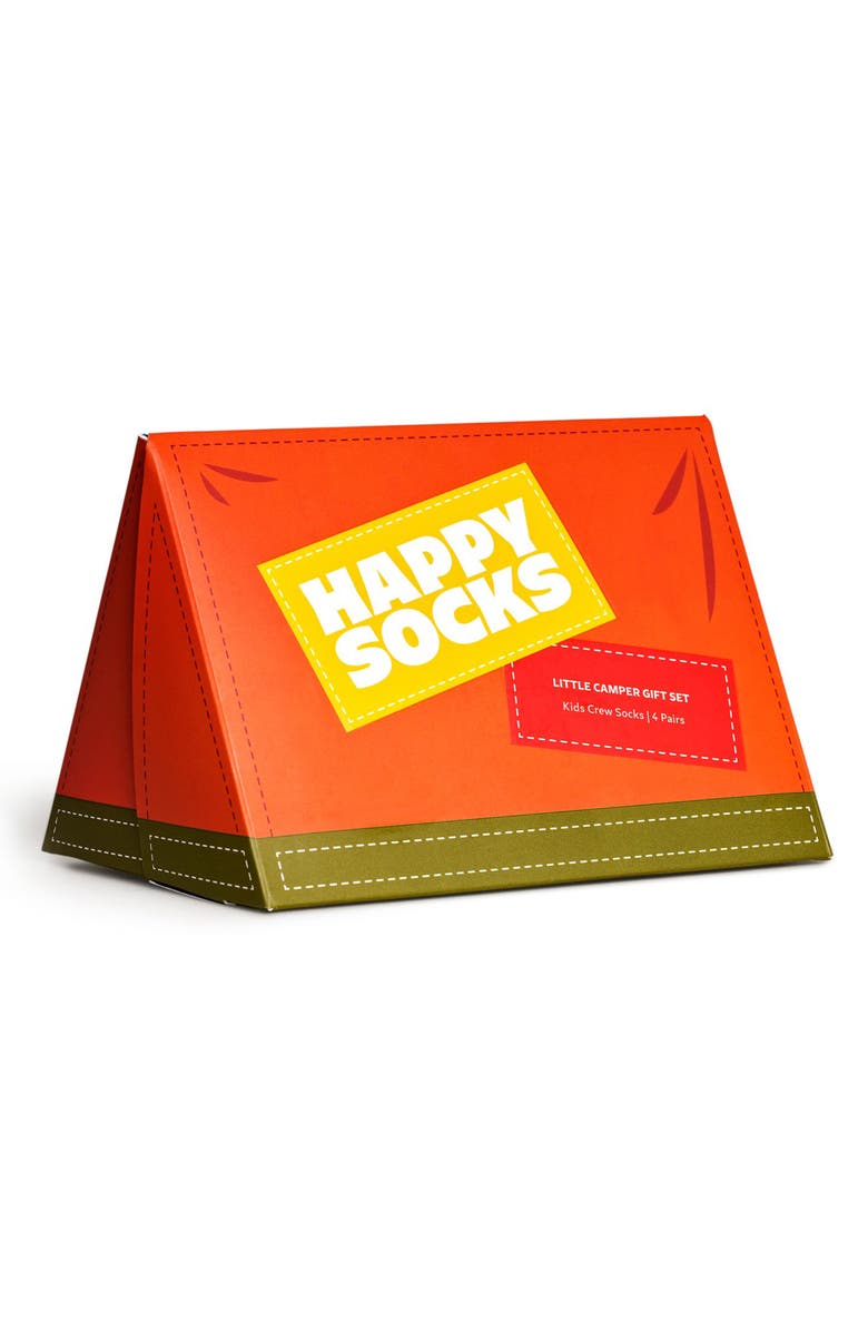 Happy Socks Kids' Assorted 4-Pack Camper Crew Socks Gift Box, Alternate, color, Camper