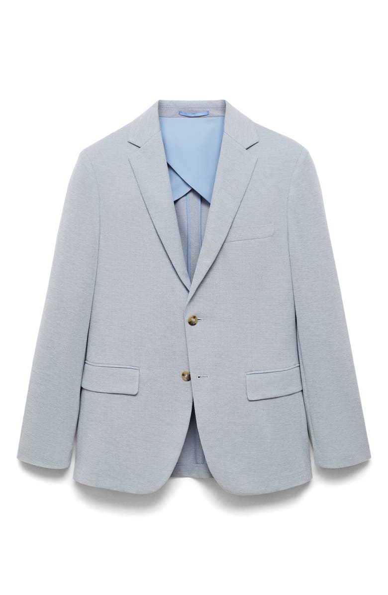 MANGO Slim Fit Textured Cotton Blend Sport Coat, Alternate, color, Sky Blue