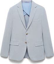 MANGO Slim Fit Textured Cotton Blend Sport Coat