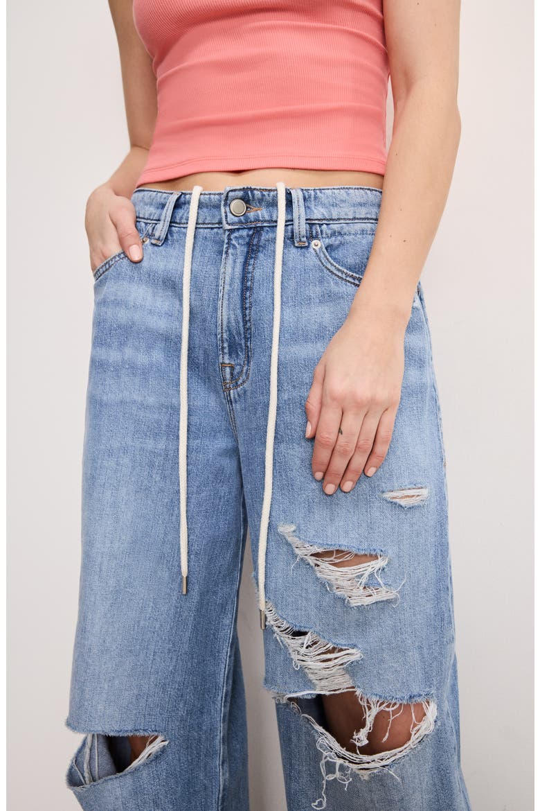 Good Standard Ease Ripped Mid Rise Wide Leg Jeans, Alternate, color, INDIGO876