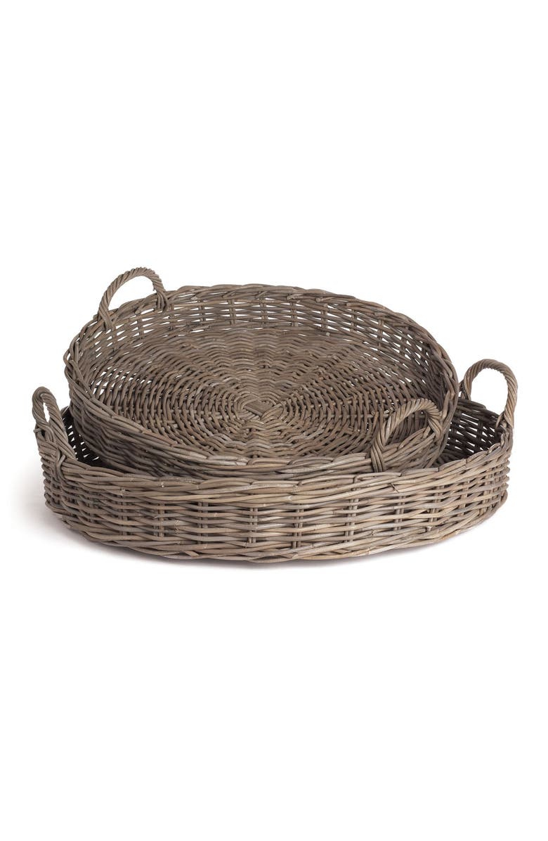 Napa Home & Garden Normandy Extra Large Low Round Baskets Set of 2, Main, color, Gray
